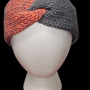 Gray and Orange Knitted Headband